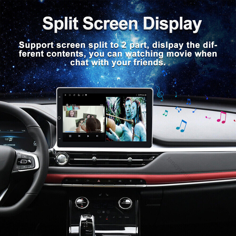 Rotatable 10.1″ Car Stereo Radio Android 13 2Din Apple Carplay GPS Navi WIFI BT