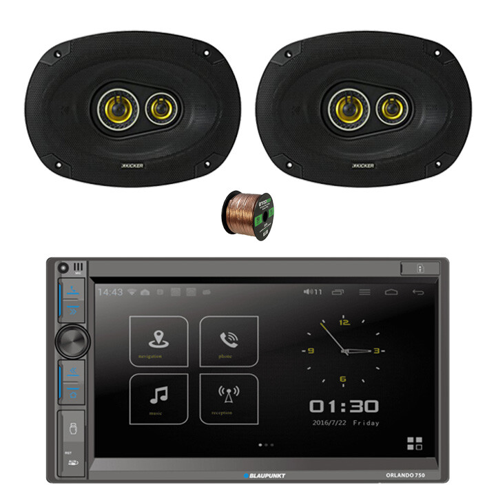 Blaupunkt Orlando 750 6.9″ Touchscreen BT Receiver, 2x 6×9″ 450W Speakers,Wire