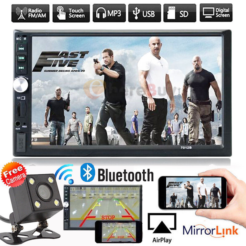 Double 2 Din Car Stereo Radio 7″ Bluetooth USB AUX FM TF Touch Screen MP5 Player