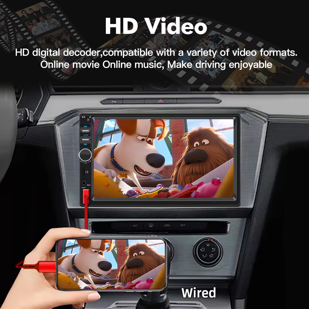 7 Inch MP5 Player 2DIN Car Stereo Bluetooth FM USB Touch Screen