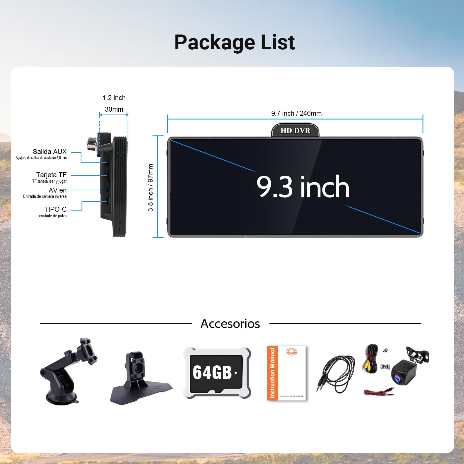 ‌10.26 Inch Wireless CarPlay & Android Auto Car Display with 1080P Dash Cam &…
