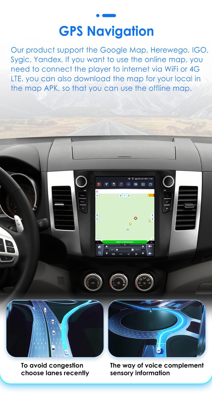 For 2006-2012 Mitsubishi Outlander Android 13 Apple CarPlay Car Stereo Radio GPS