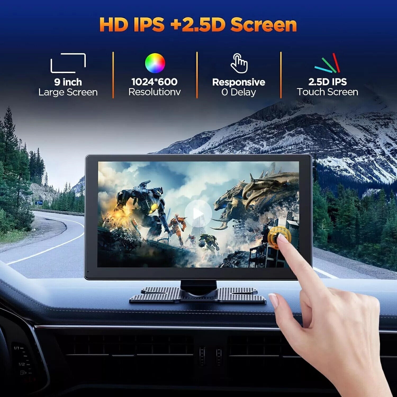 9″Car Stereo Radio 4K Dash Cam Wireless Apple Carplay&Android Auto+1080P Camera