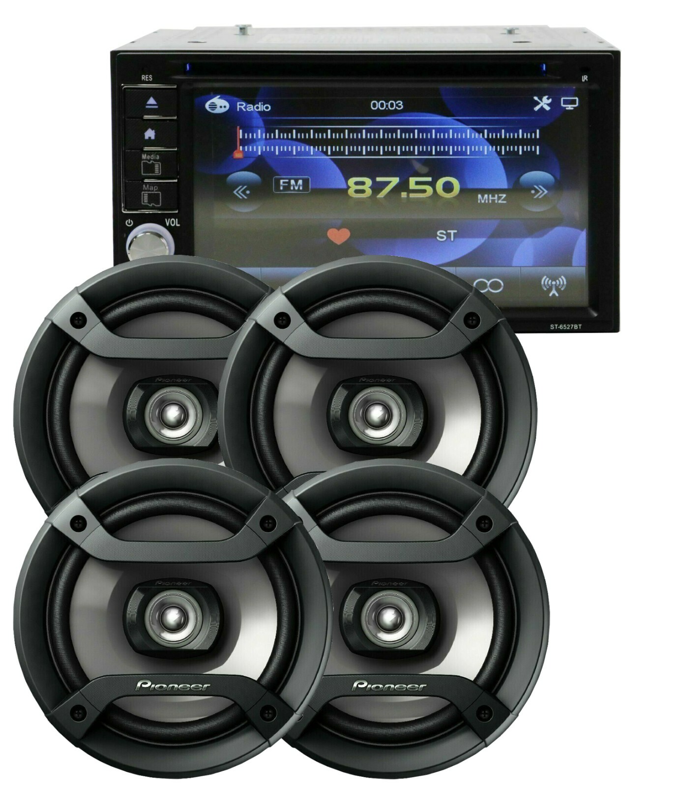 4x Pioneer 200w 6.5″ Speakers + 6.2″ DVD CD Mirror Link Play Apple Bluetooth GPS