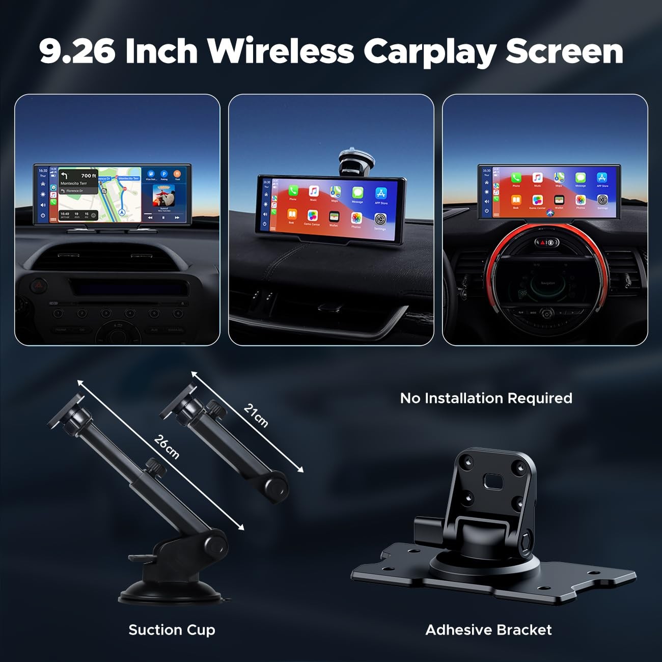 9.26″ Wireless Carplay And Android Auto With 2.5k Dash Cam 1080p Backup Camera P