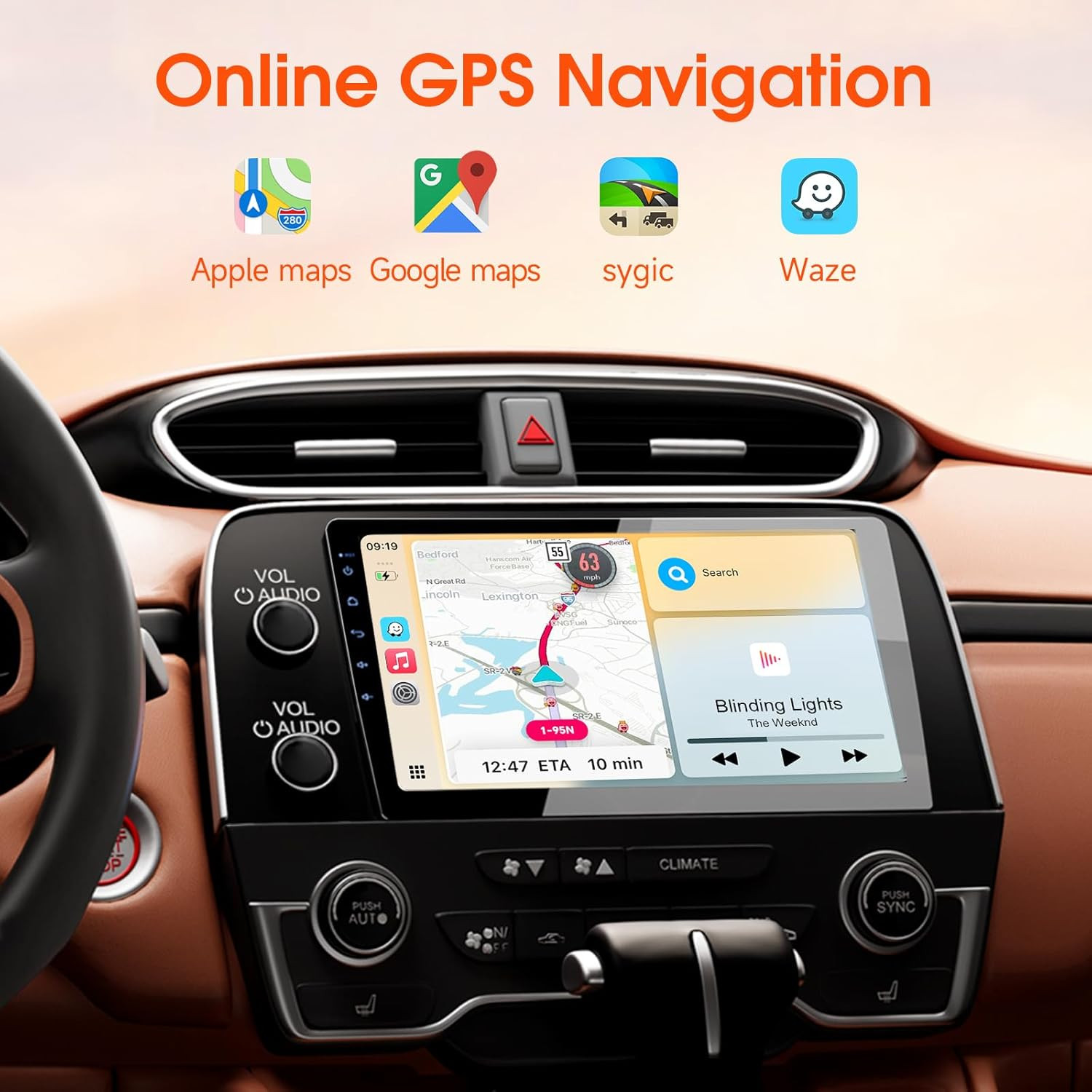 Double Din Car Stereo, 10.1″ HD Touchscreen with Wireless Apple Carplay & Androi