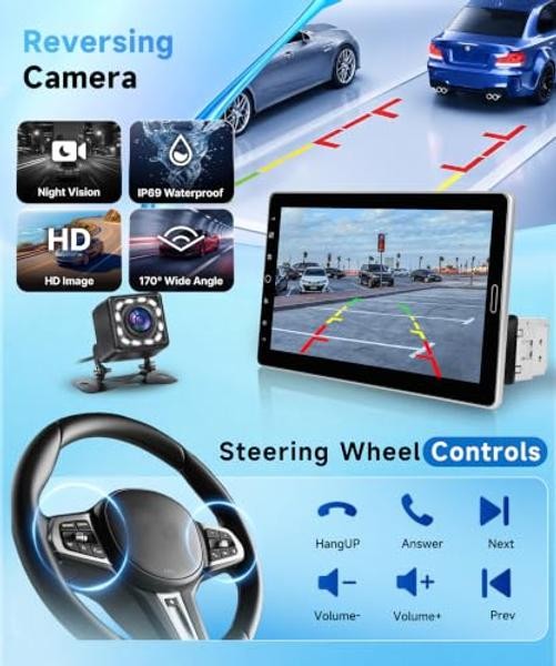10.1 Inch Single Din Radio with CarPlay Android Auto Bluetooth 5.2 1280×720