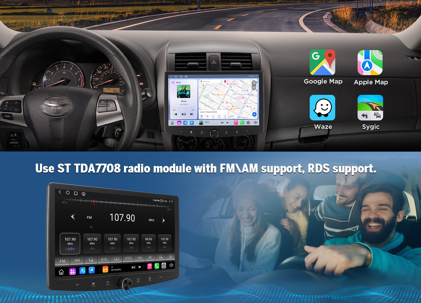 2 Din Android 13 8-Core 6+64G CarPlay 10.1″ QLED Car Stereo Radio GPS Navigation