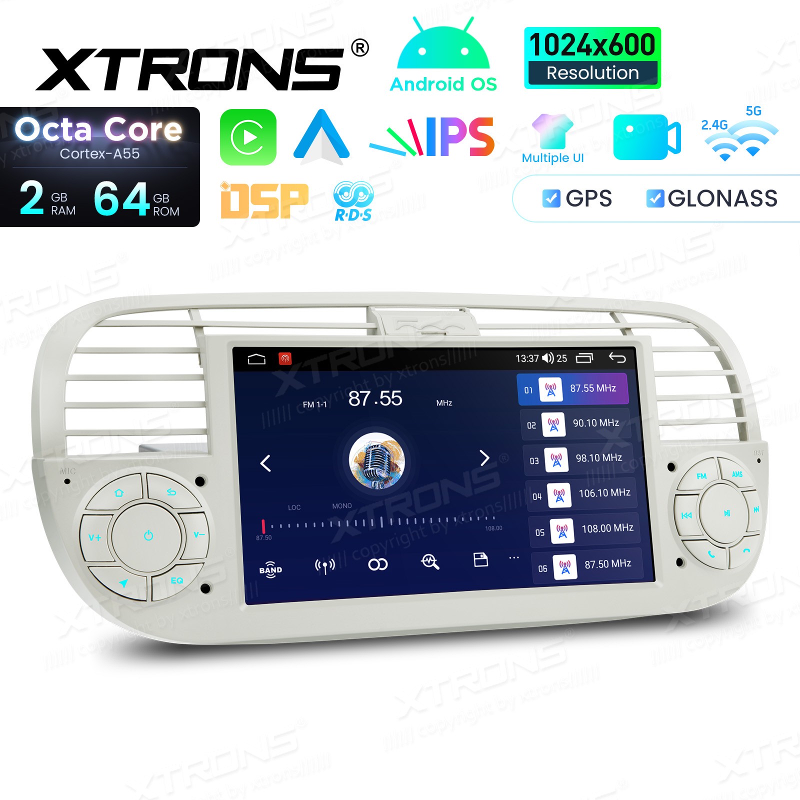 4G LTE Octa-Core CarPlay Android 13 Car GPS Stereo Radio WiFi 2+32G For Fiat 500