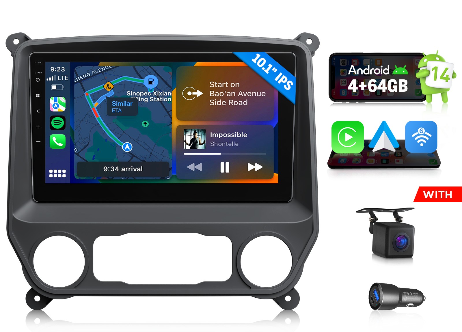 Eonon GMSX7A For Chevy Silverado 2014-2018 10″ Android 14 IPS Car Stereo CarPlay