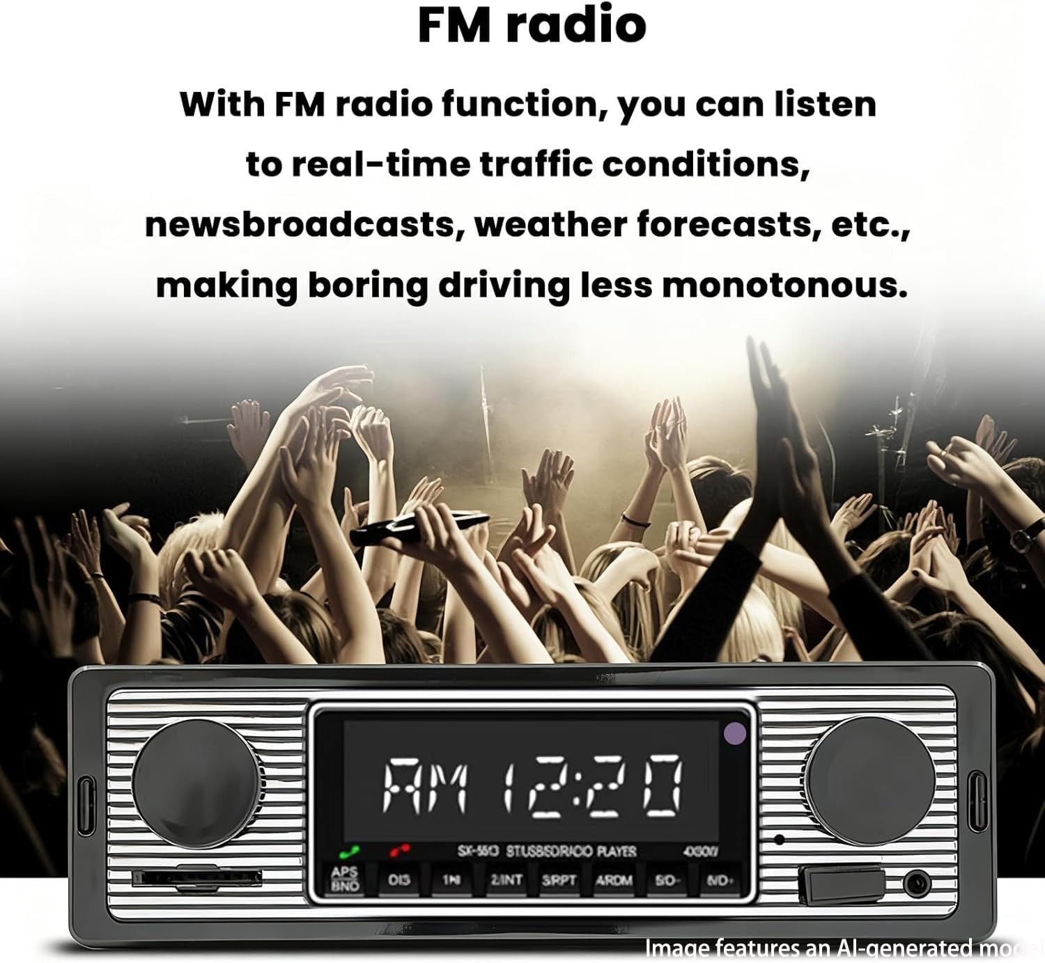 Bluetooth Single Din Car Stereo, Hands-Free Calling, FM Radio, USB/SD/AUX, Remot