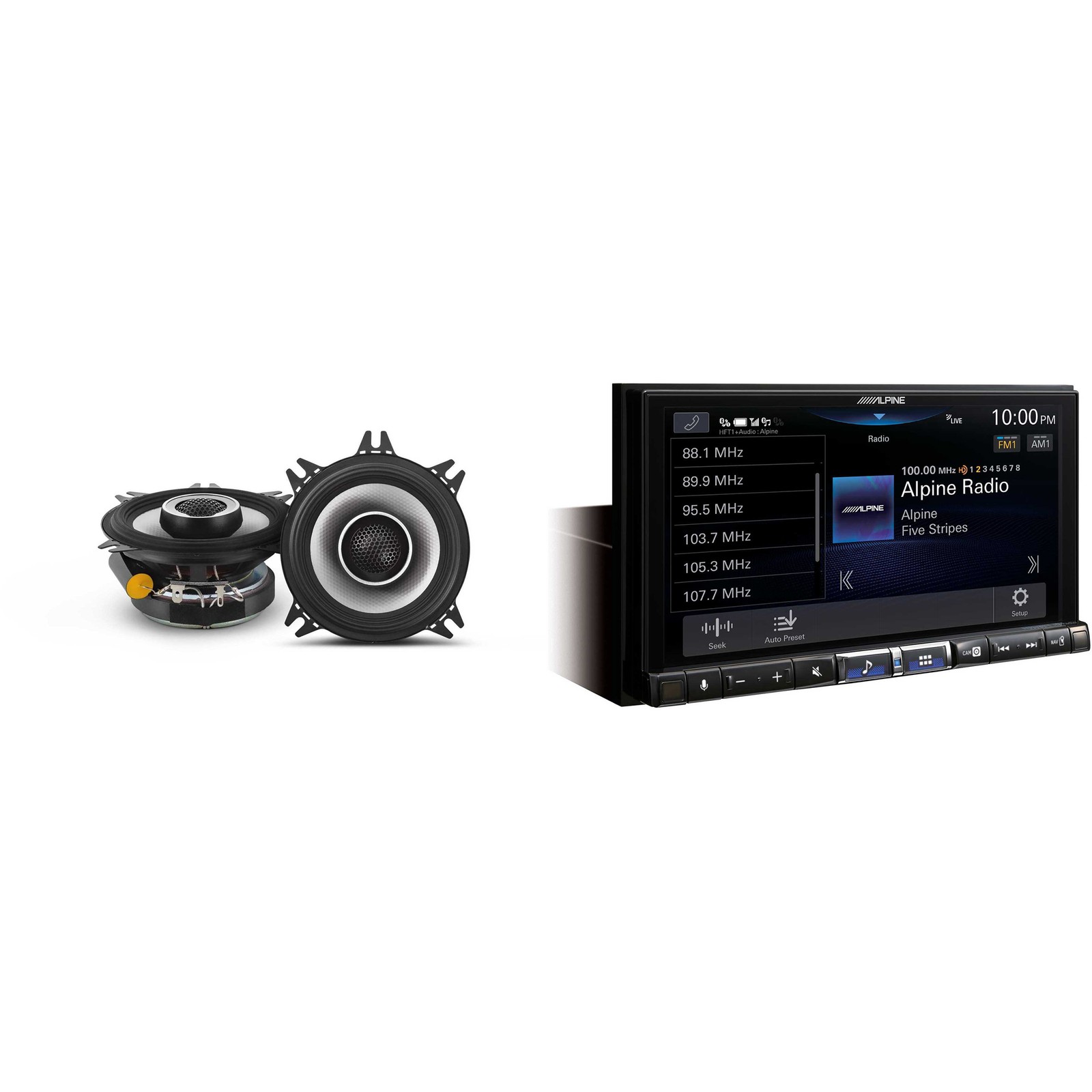 Alpine iLX-507 Multimedia Receiver + 1 Pair Alpine S2-S40 4″ Speakers