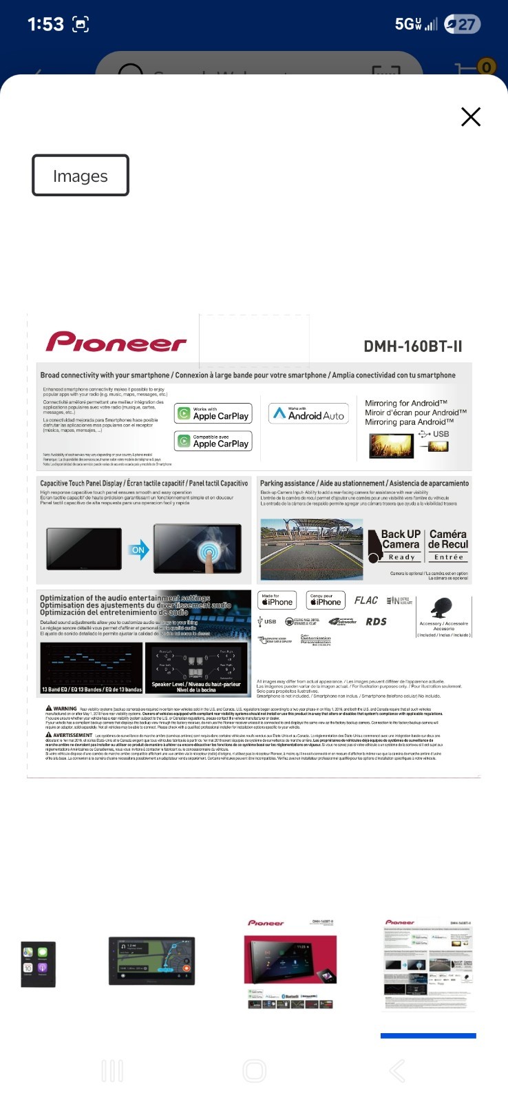 Pioneer DMH-130BT 6.8 inch Digital Media Receiver – Black