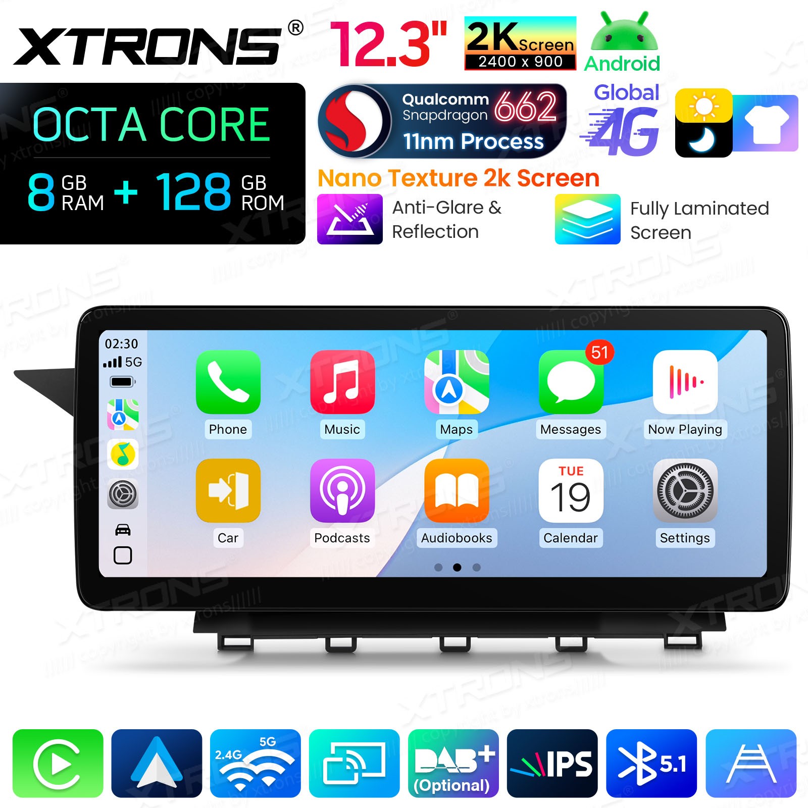 For Mercedes Benz GLK Class X204 Android 14 Stereo 12.3″ 2K Nano Display 8+128GB