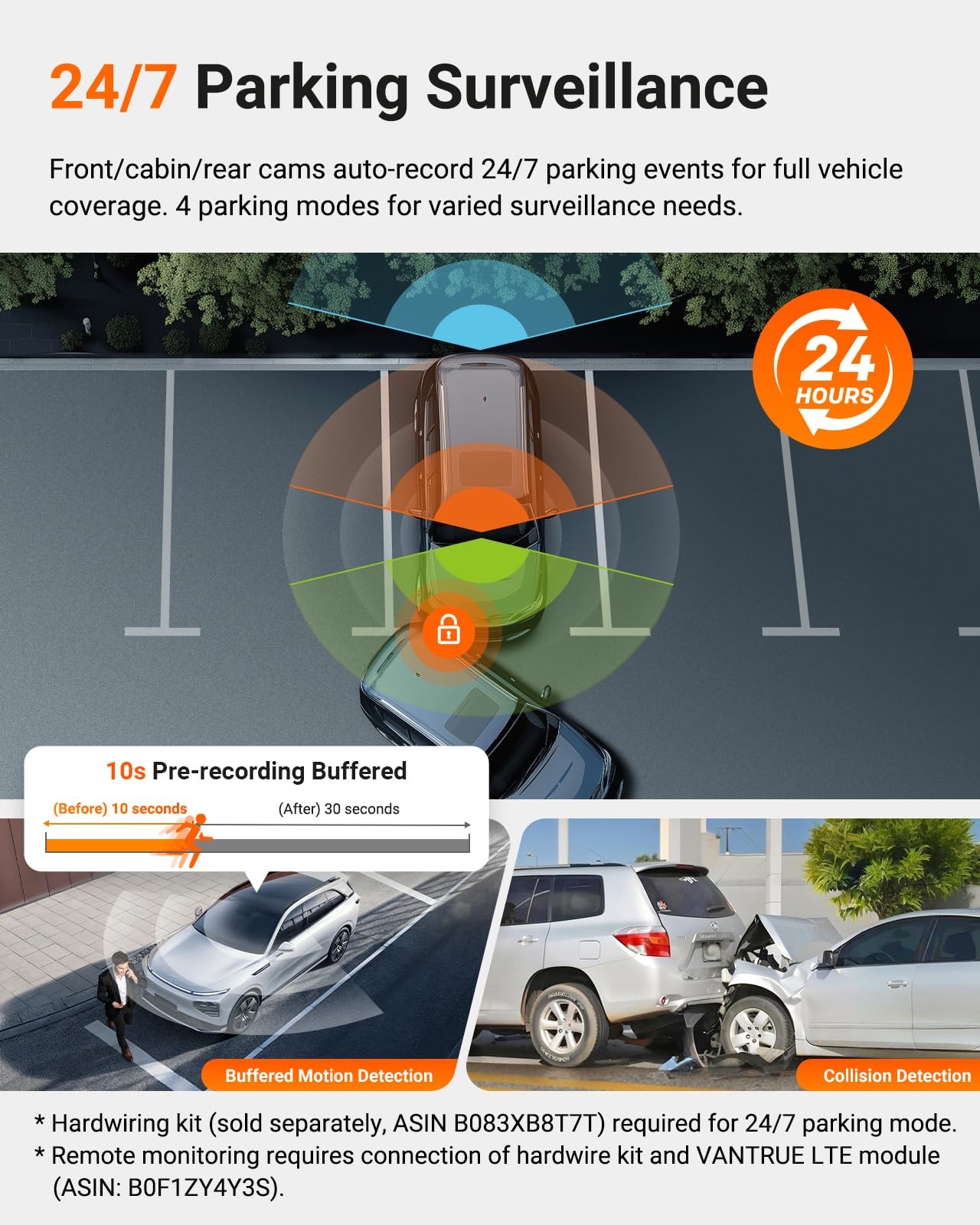 Vantrue N4 Pro S 4K 3 Channel Dash Cam Triple STARVIS 2, 4K+1080P+2.5K Front