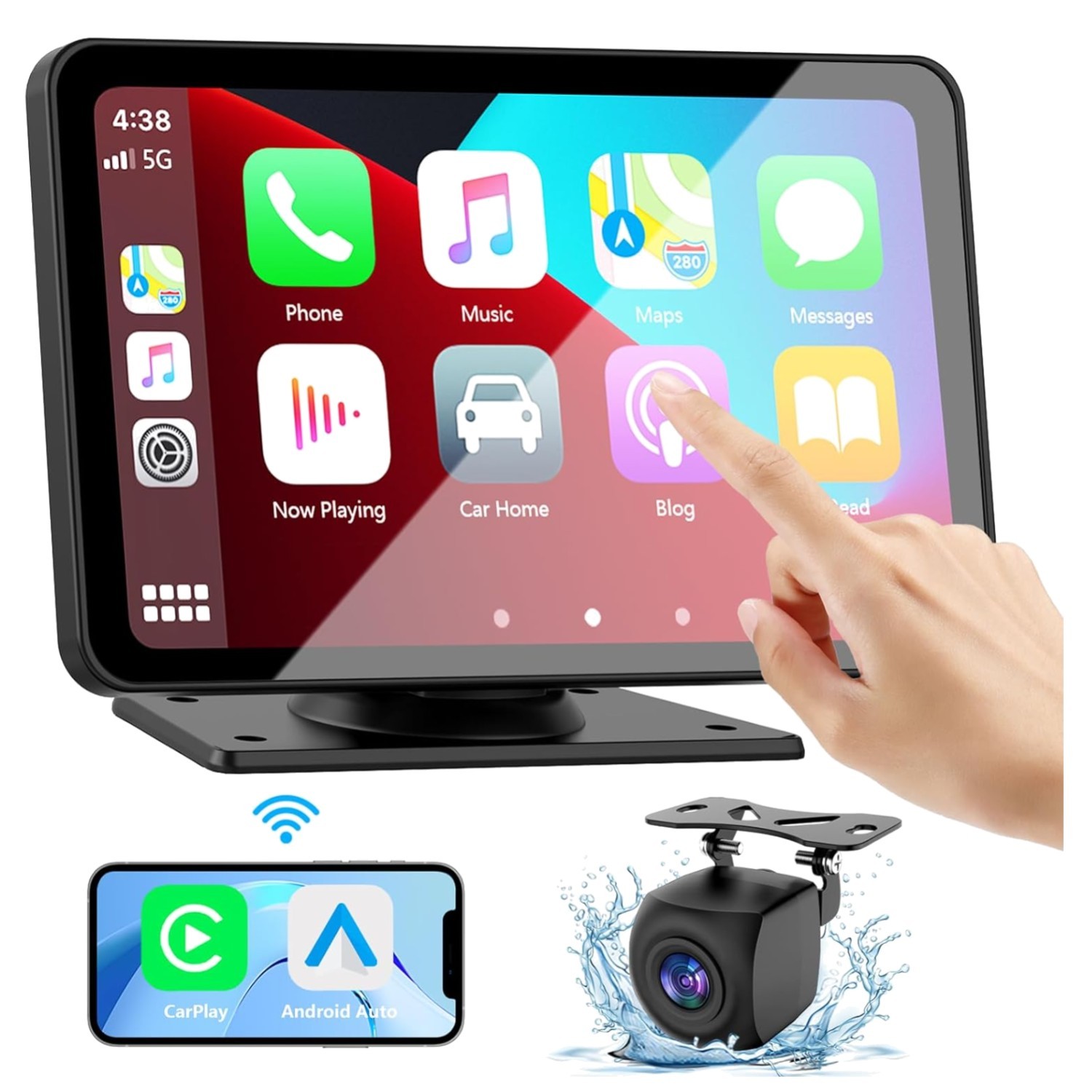 2026 7-Inch HD Wireless CarPlay & Android Auto Screen with GPS & Backup Camera