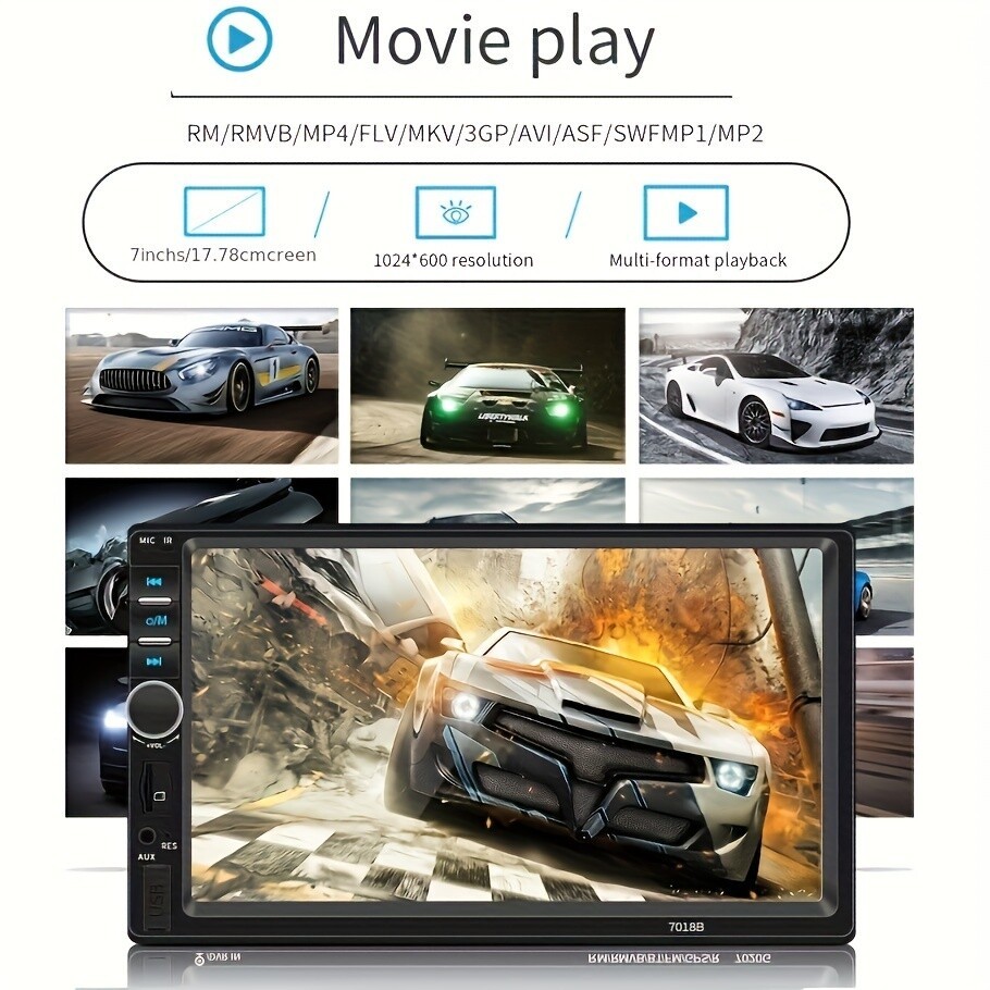 Upgrade 7″ Car Mp5 Player 2 Din Car Radio HD Touch Screen FM Aux-in Mirror Link