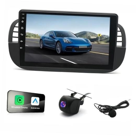 8-Core Andorid 14 Car Stereo Radio for Fiat 500 2007-2015, 9 inches Black1