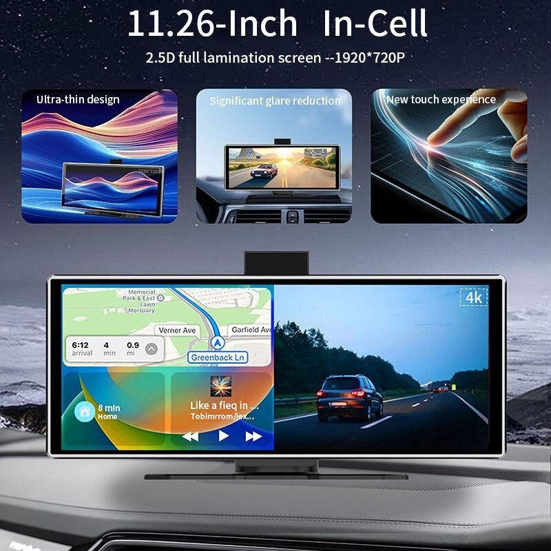 11.26″ Wireless CarPlay & Android Auto Screen with 64GB SD Card and Backup Camer