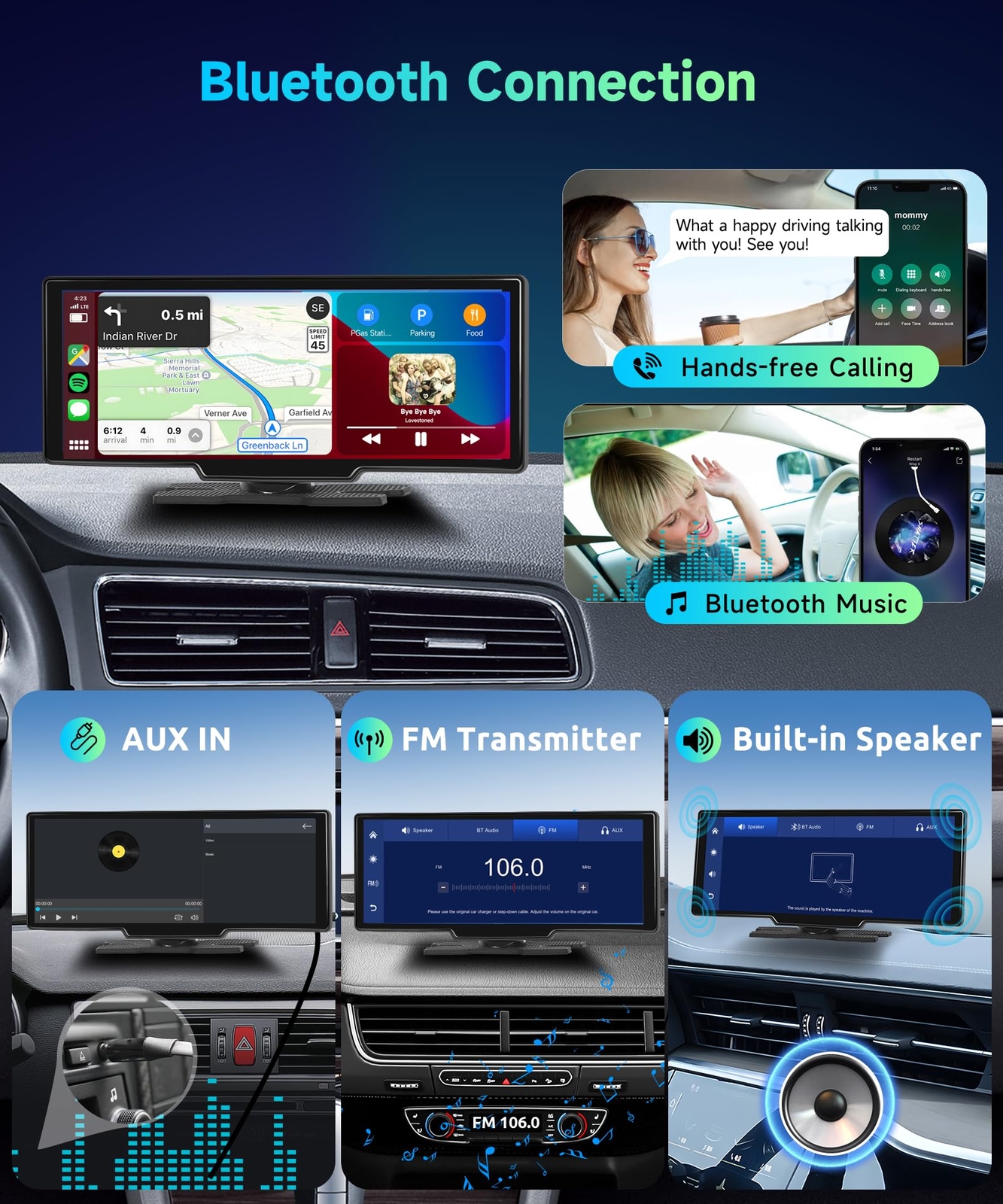 Pantalla Inalambrica 10.3″ Para Automovil Coche Con Apple Carplay y Android Auto