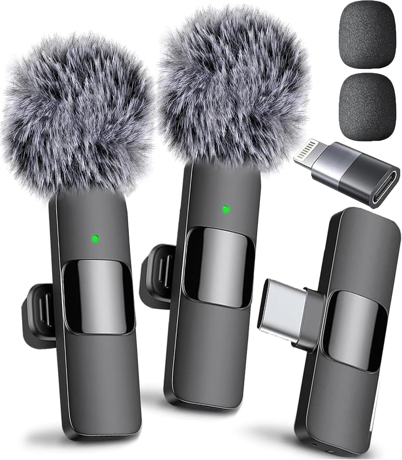 (Latest Model – Wireless Mini Microphone for Iphone, Ipad, Android – 2 Pack Lava