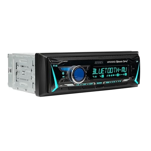 12-Character LCD Single DIN Car Stereo | RGB Colors | Bluetooth Hands-Free | USB