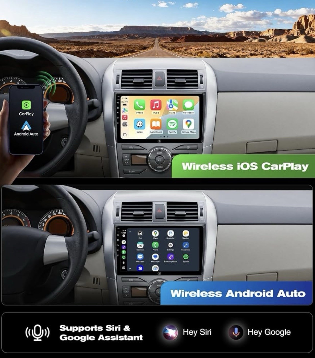 Car Stereo Radio 2008-2013 Toyota Corolla 9” Touchscreen Linux CarPlay BT