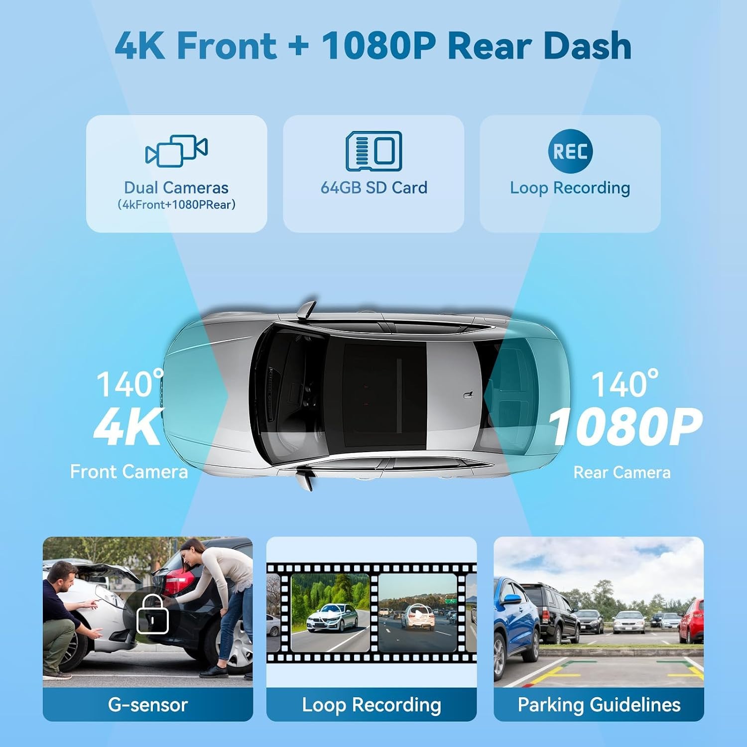 Large 11.5″ Wireless Carplay Screen & Android Auto Screen with 4K Dashcam/ 1080P