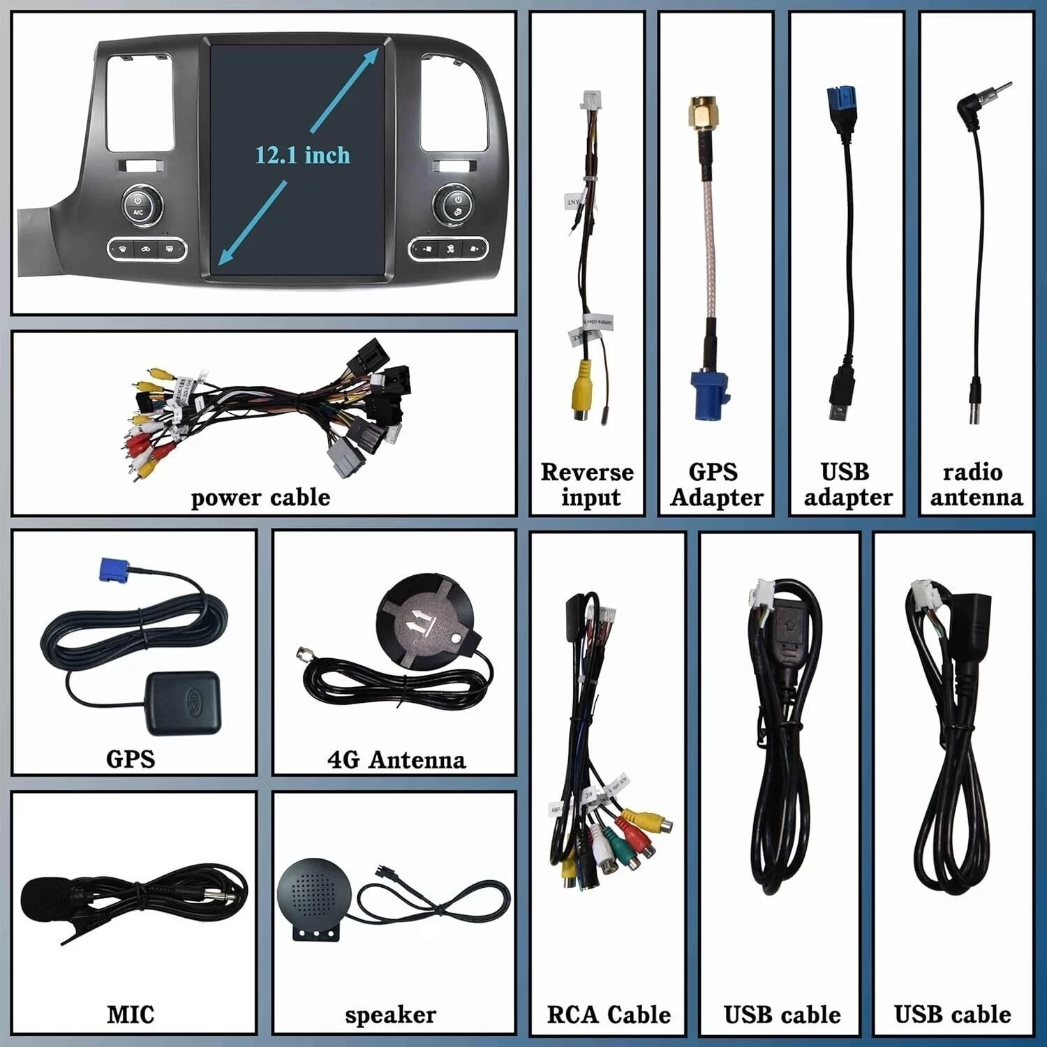 12.1″ 128GB Tesla Style Carplay Stereo GPS Radio For Silverado Sierra 2007-2013