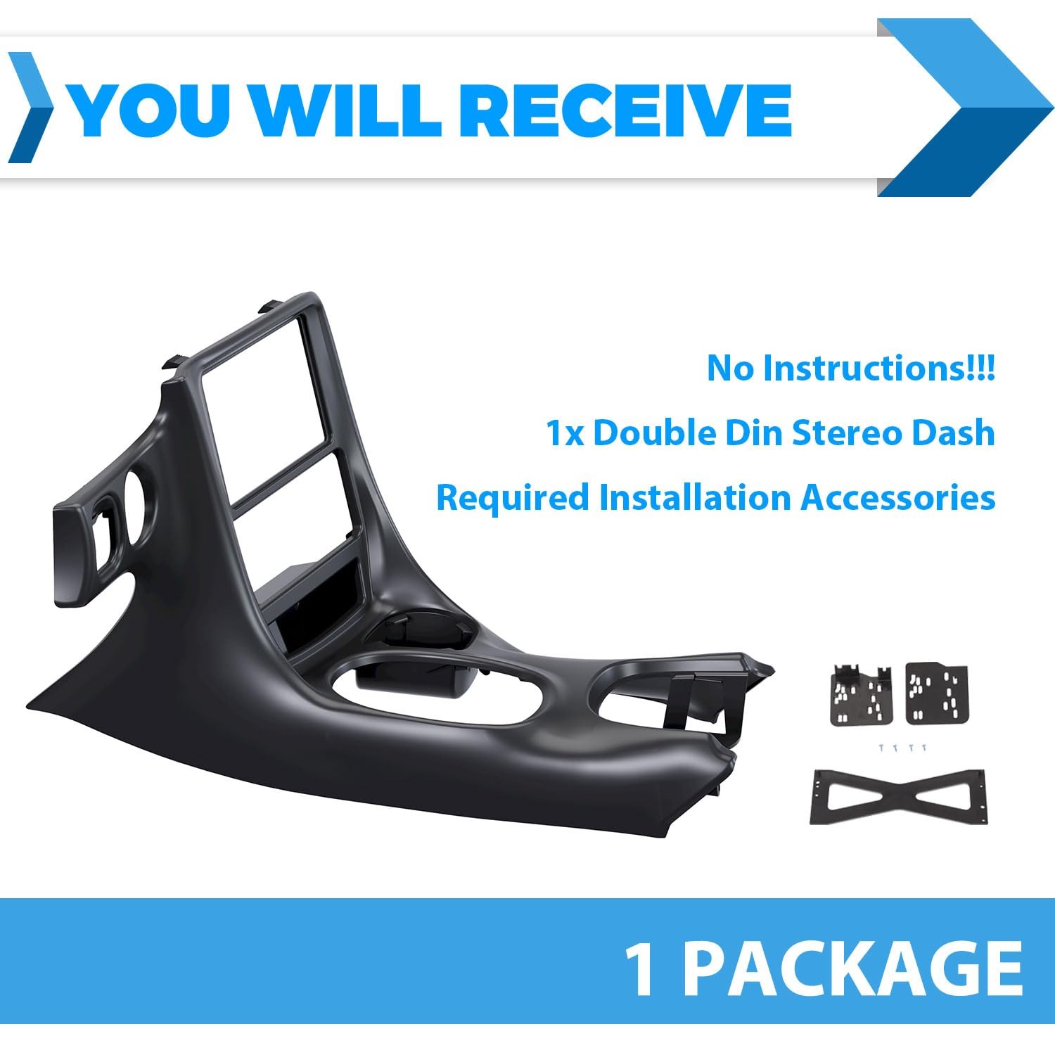 ECOTRIC Double Din Stereo Dash Installation Compatible with Medium, black