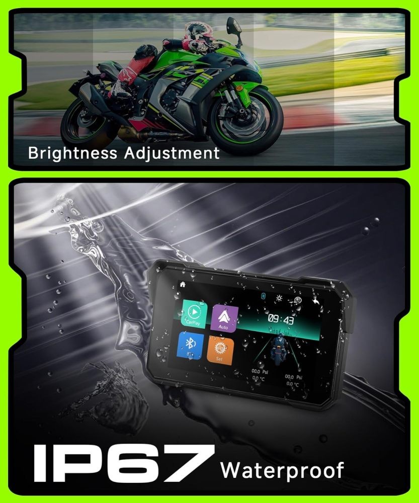 5 Inch Motorbike Wireless CarPlay IP68 Waterproof Touchscreen GPS Android Auto
