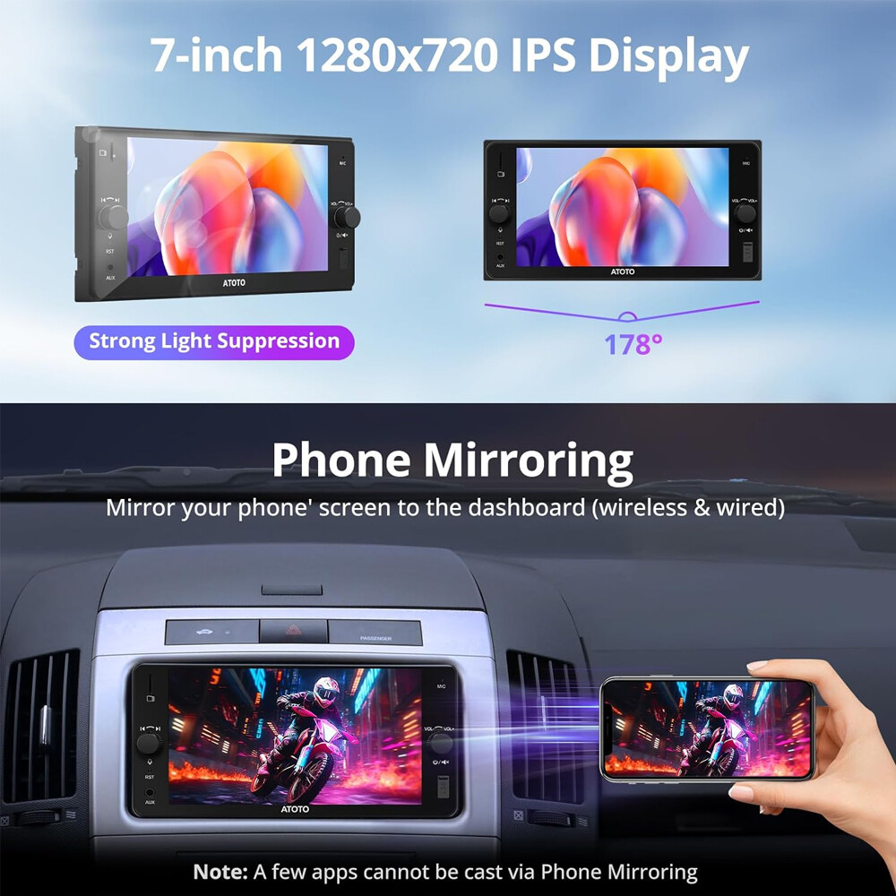 NEW ATOTO F7WE 7in 2DIN Car Stereo Wireless CarPlay & Android Auto,Bluetooth