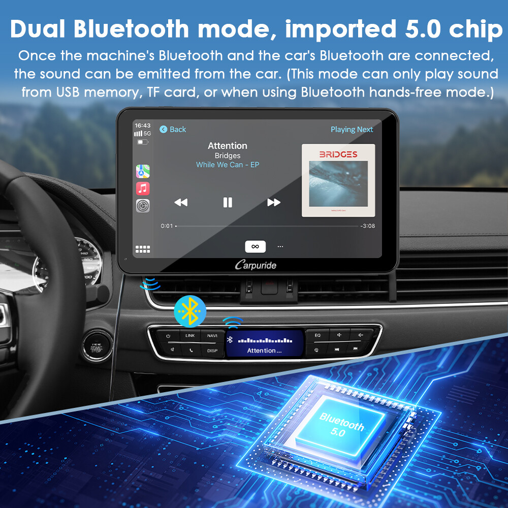 Carpuride 701Plus Dual Bluetooth Wireless Apple CarPlay GPS Android Auto Radio