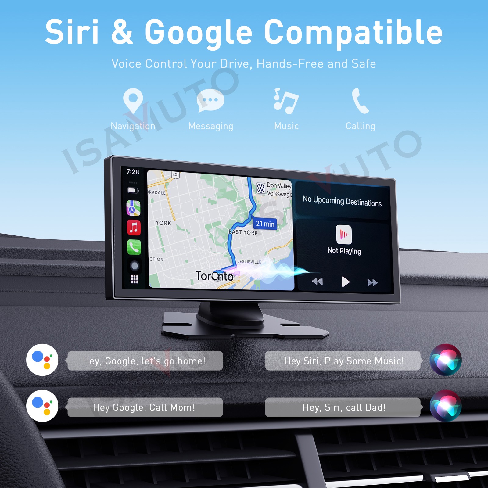 4K 1920P Car Stereo Wireless Apple CarPlay Android Auto AI Voice Control