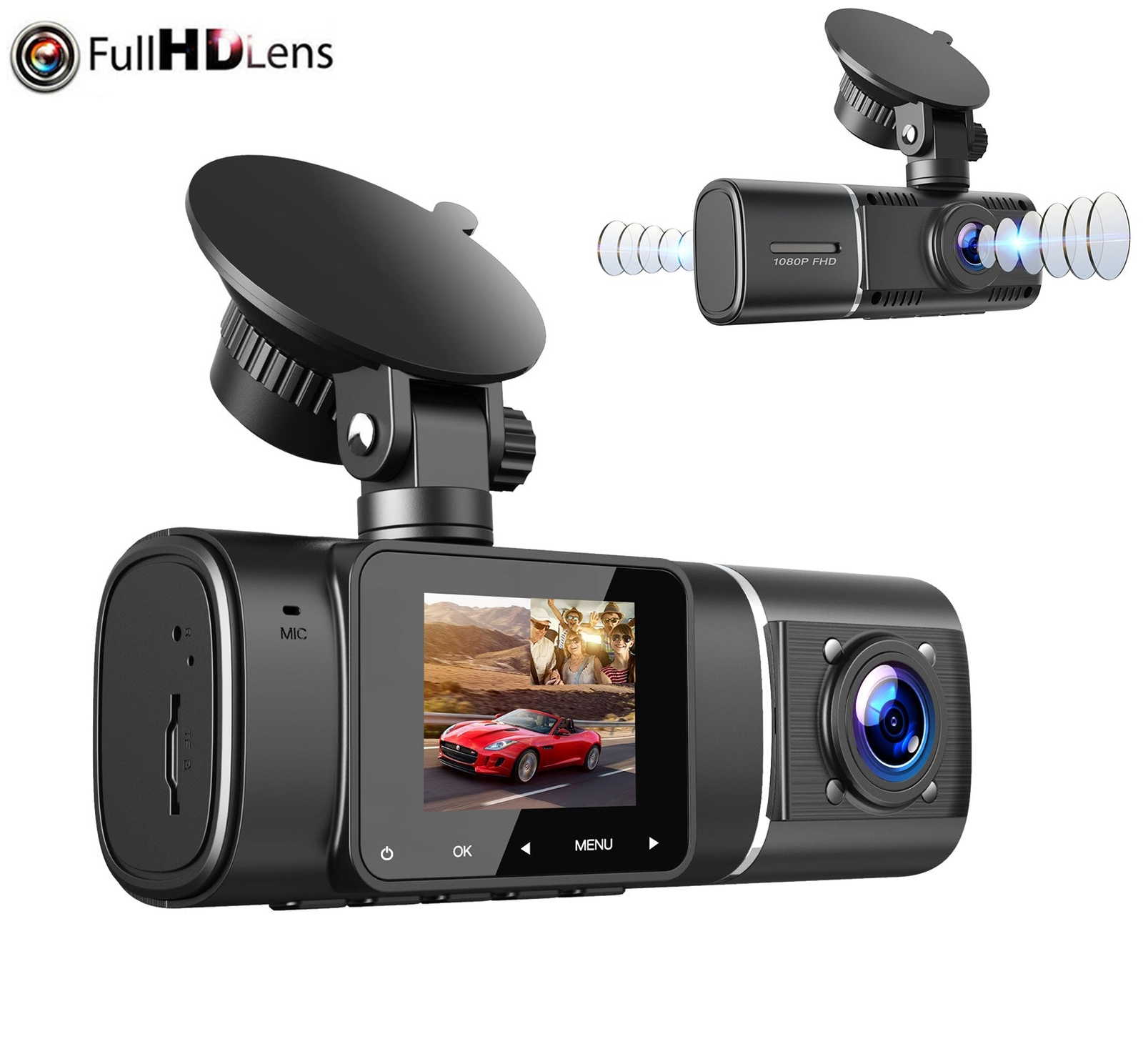 TOGUARD 1080P Dual Dash Cam Front Inside Car Camera DVR Recorder IR Night Vision