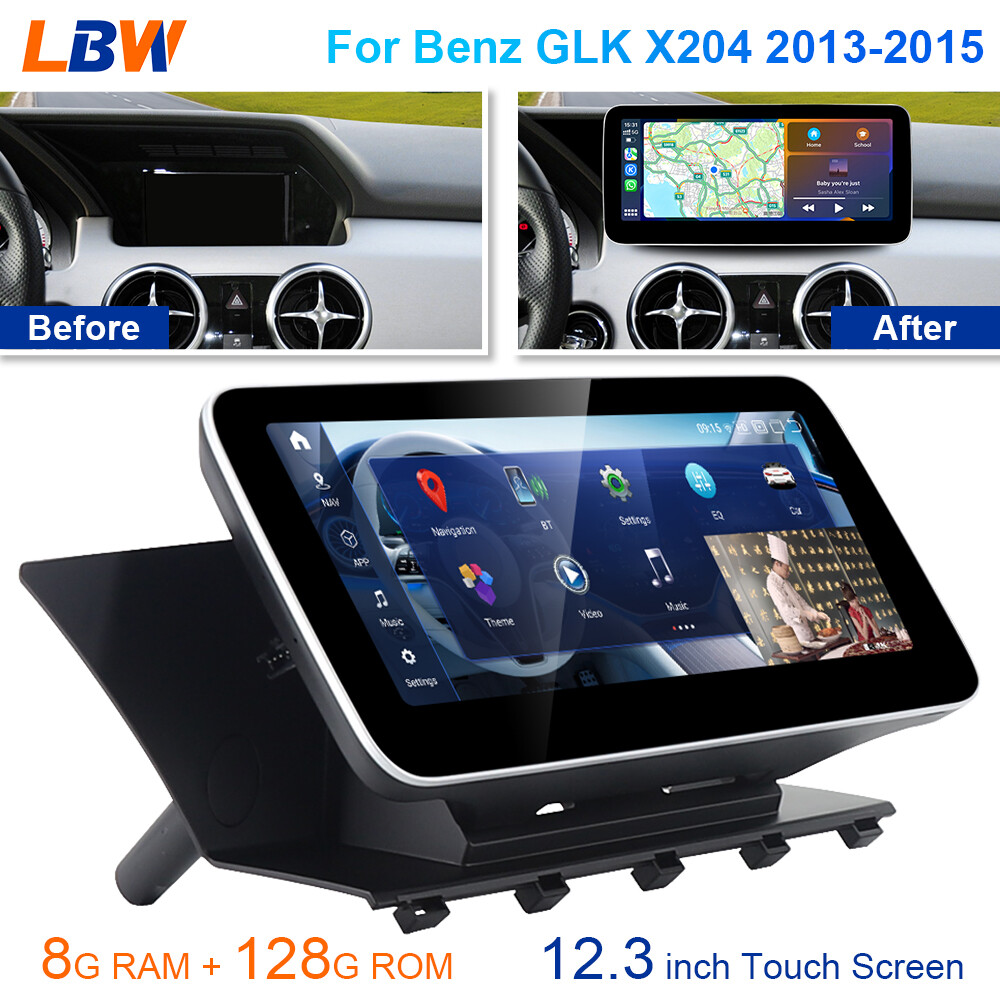 Android Car GPS 12.3” 8G+128GB Stereo Radio Carplay For Benz GLK X204 2013-2015