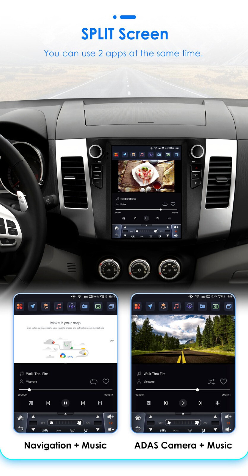 NEW 9.7” Car Stereo Radio Auto Android Carplay 2+32GB For 2006-2012 Outlander
