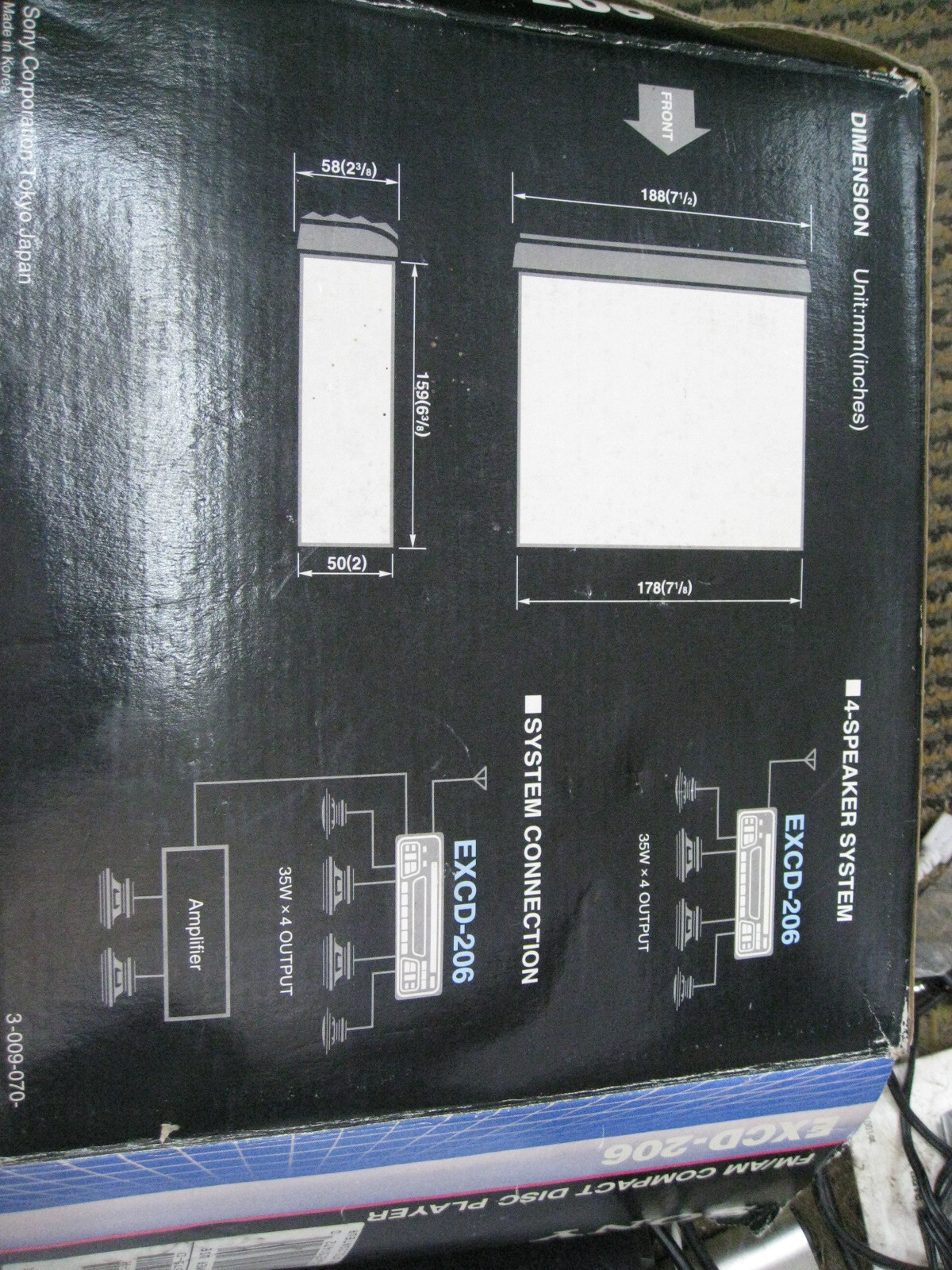PARTS SONY EXCD-206 Car AM FM CD Compact Disc Player 4 ch spkr Stereo AS IS