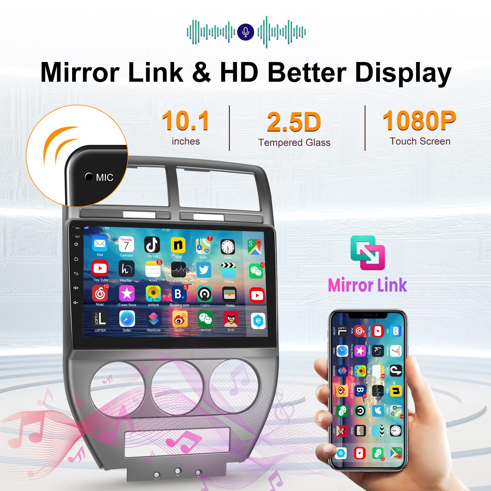 Ekat 2G32G Car Radio For Jeep Compass Patriot 2007 2008 2009 10.1 Inch Android