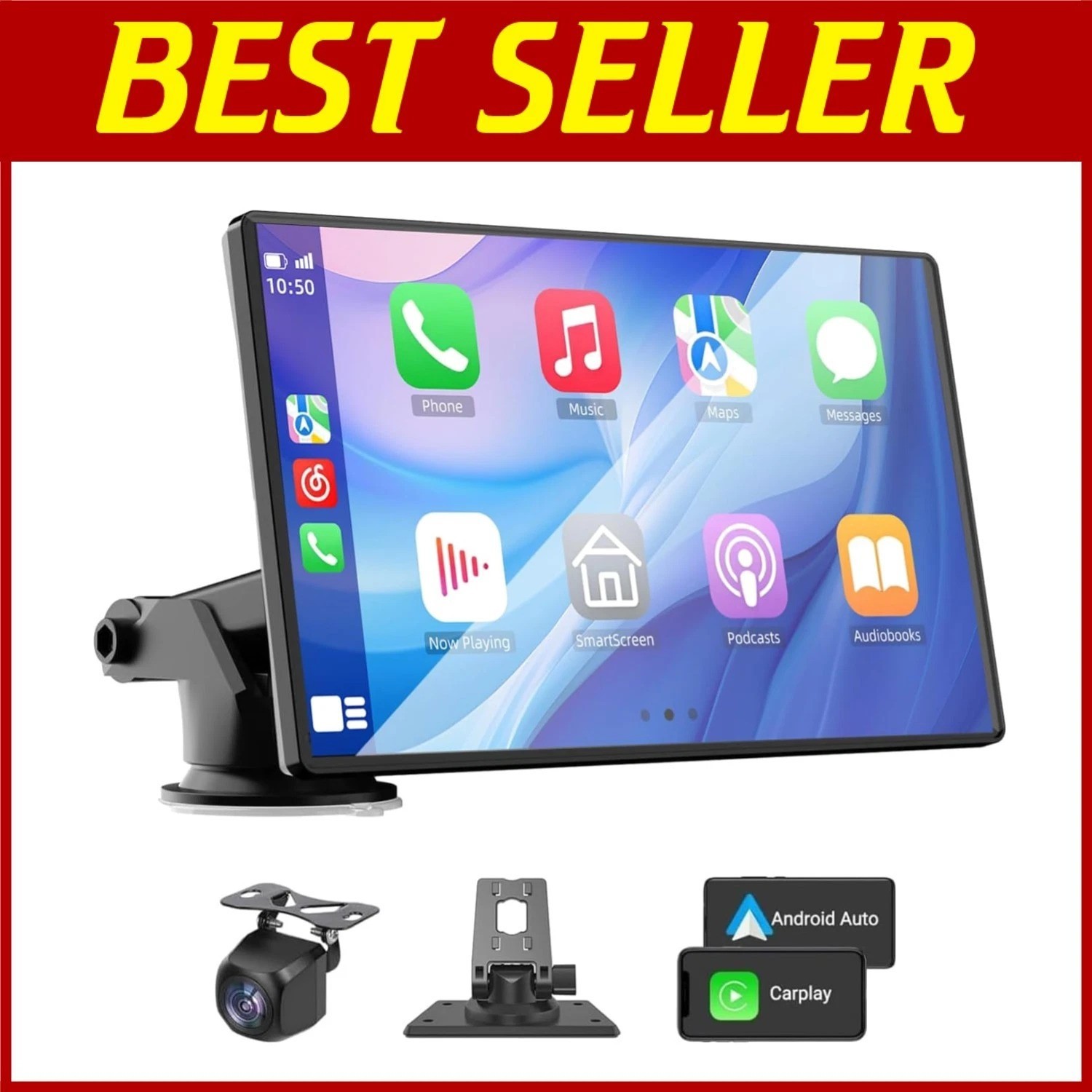 Portable Carplay Screen with Mirror Link – 7″ HD Touchscreen