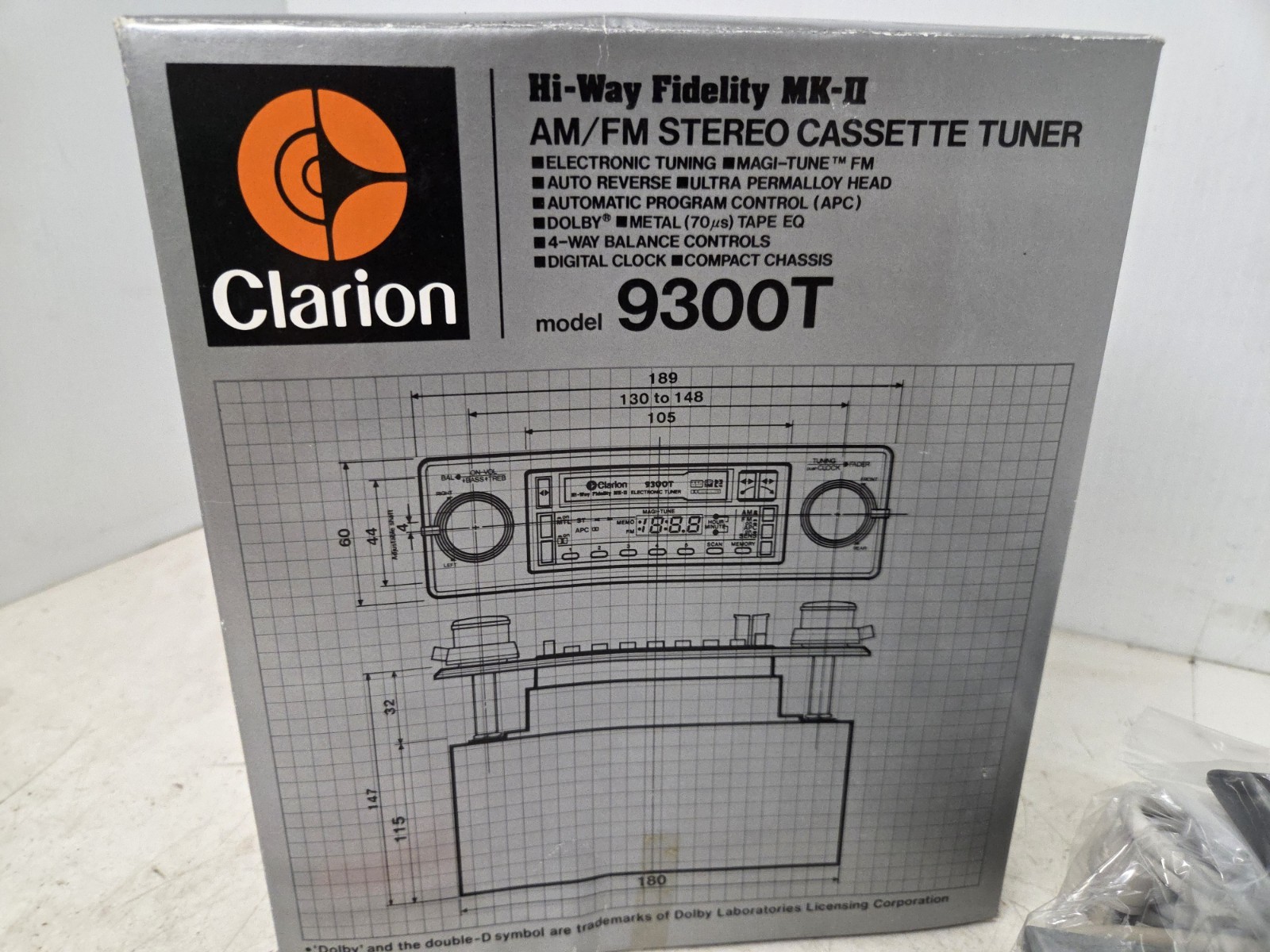 Vintage NOS Clarion 9300T AM/FM Stereo Cassette Tuner Shaft Mount Old School