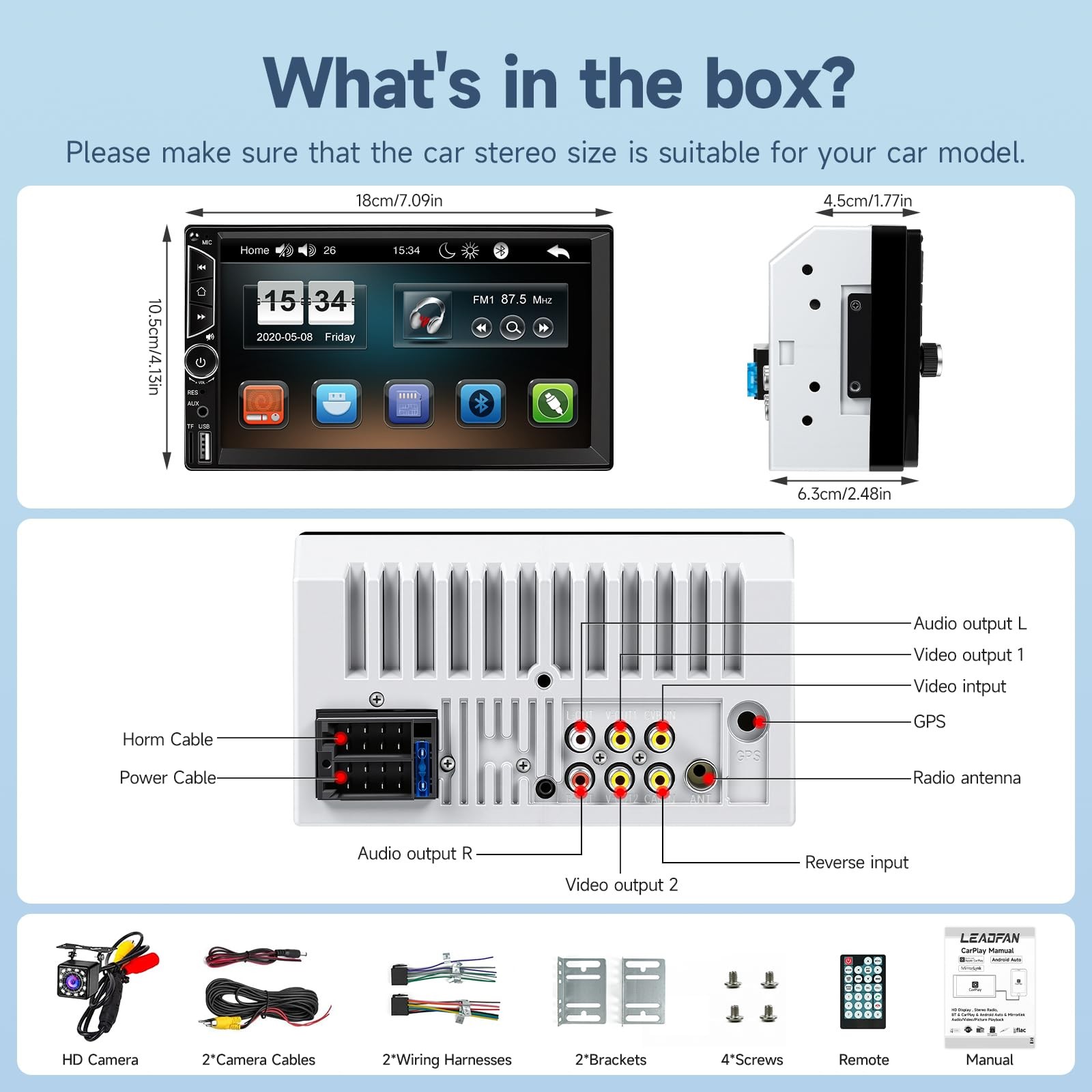 7″ Estereo De Pantalla Para Coche Carro Mp5 Tf Usb Aux Subwoofer Con CáMara Aut