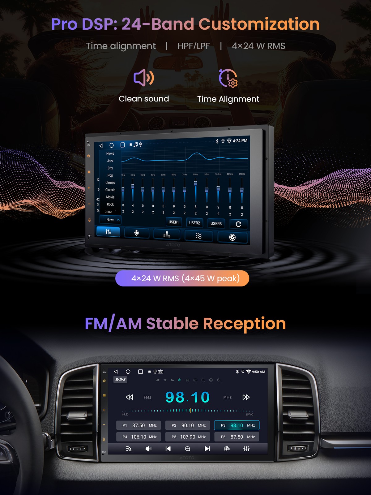 ATOTO F7 2Din Car Play Stereo Radio 7in Full TouchScreen Live RearView Cam input