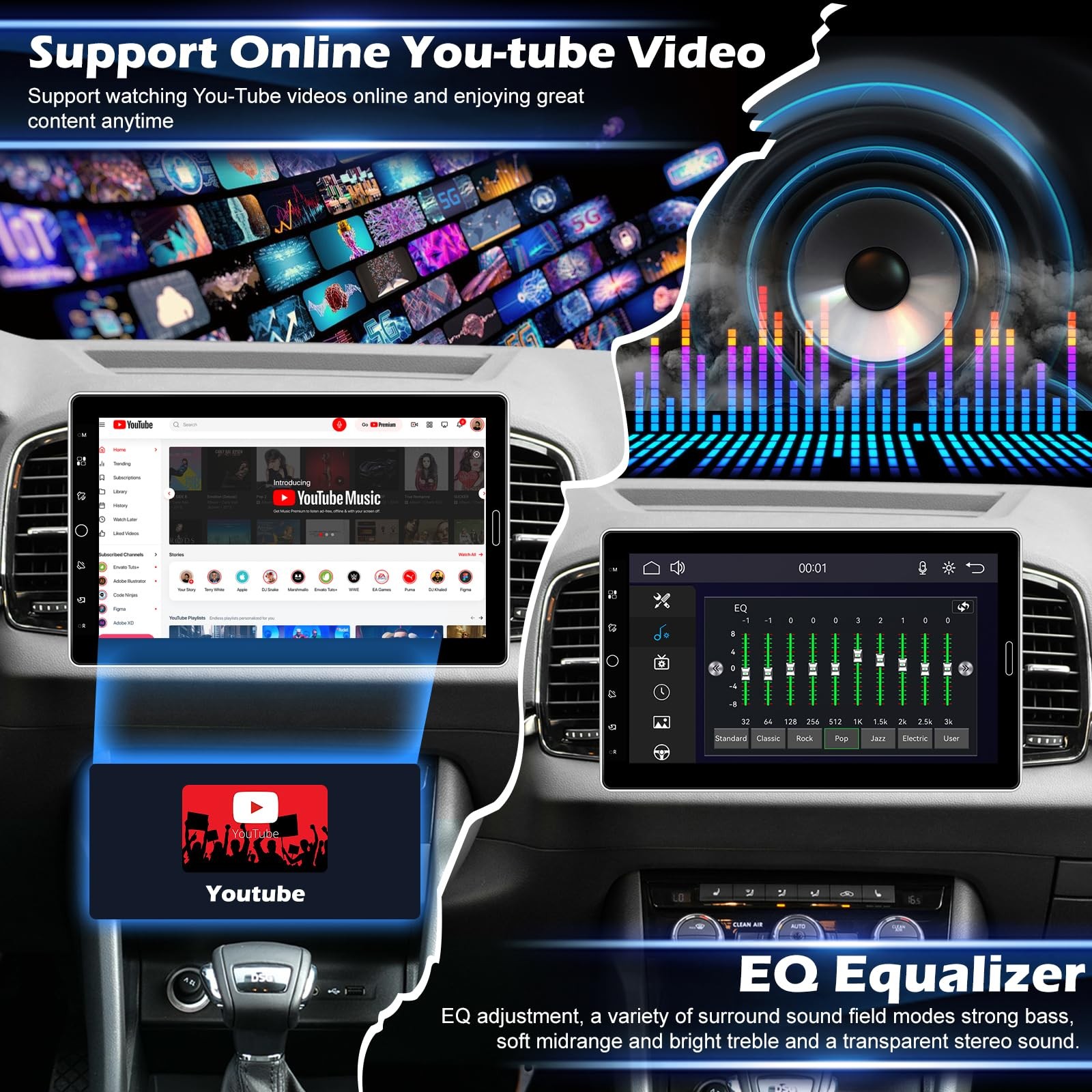 10.1 inch Single Din Touchscreen Radio 10 Car Stereo with Wireless…