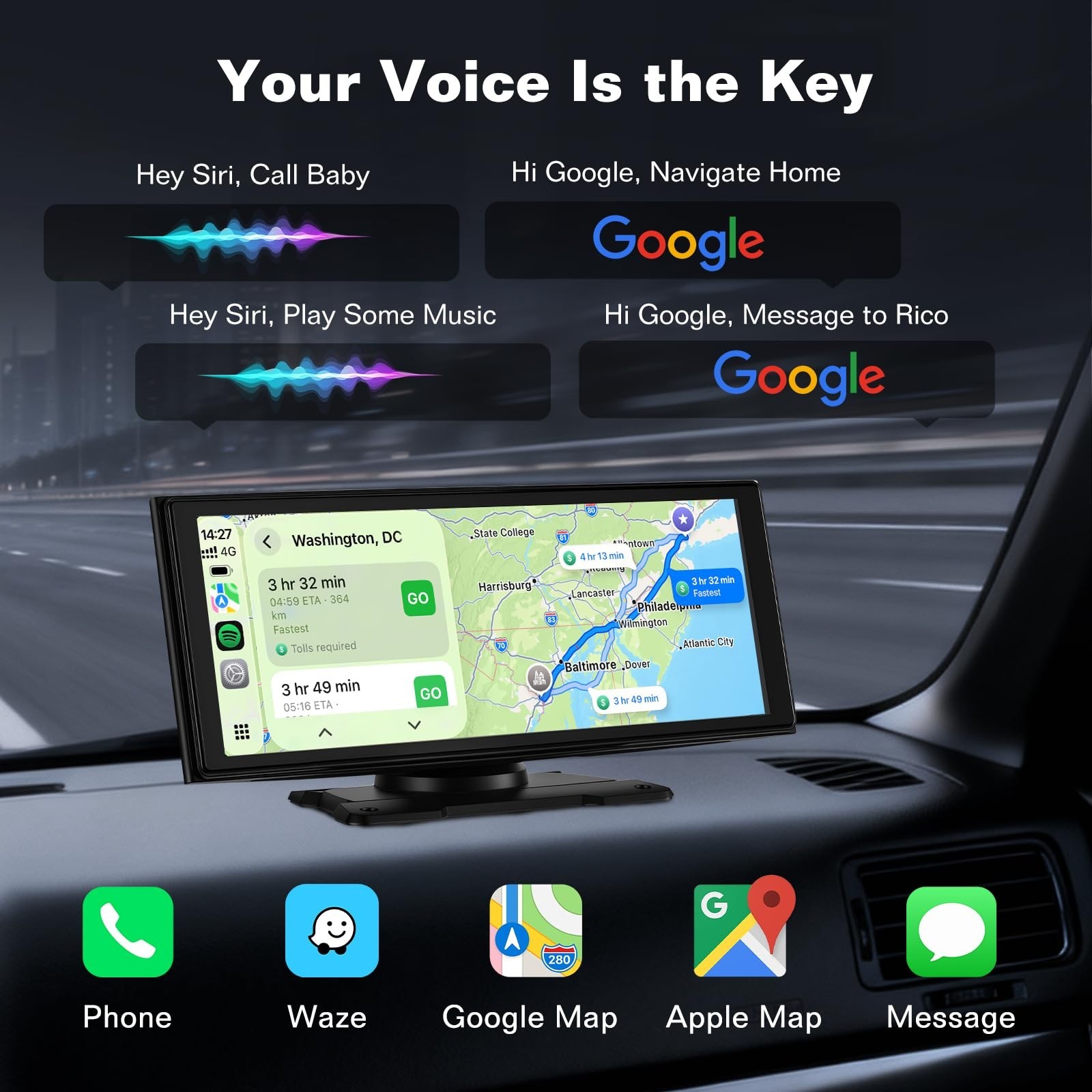 10.26″ Wireless CarPlay & Android Auto Car Stereo, 4K Dash Cam, 1080P Backup Cam