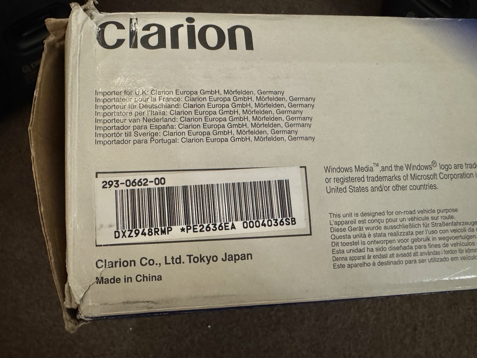 Rare CLARION DXZ948MP Car Radio LM/MW/FM CD/MP3 Receiver Sensor Animation Displa