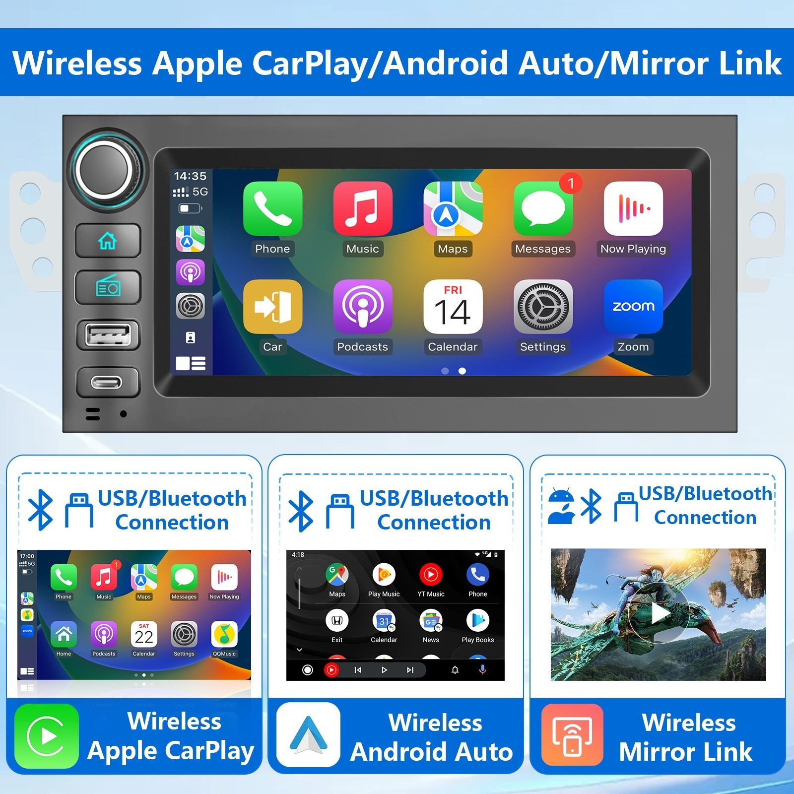 4+64G Apple Carplay Car Stereo Radio GPS For Chevy Blazer S10 Camaro 1998-2002