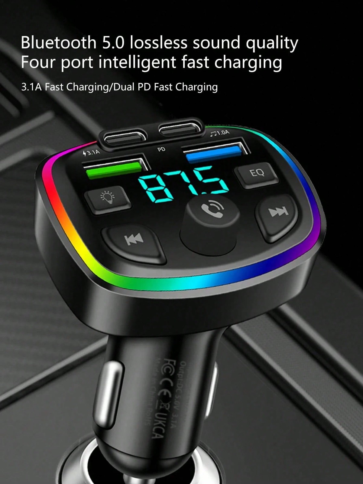 Bluetooth 5.0 FM Transmitter Car MP3 Player QC3.0 Dual USB Fast Charging Audio