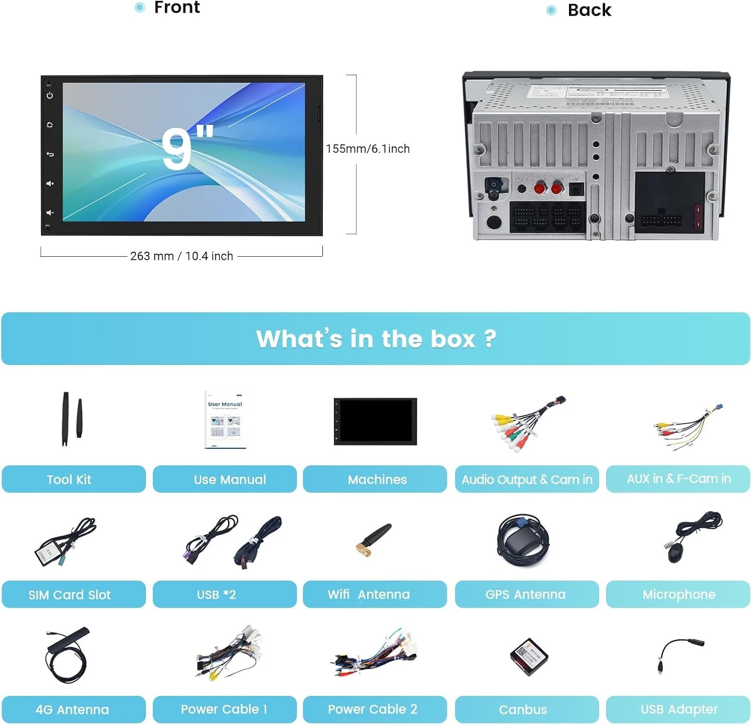 Roadanvi 9″ Car Radio for Toyota Tacoma Corolla Sienna CarPlay Plug&Play Stereo