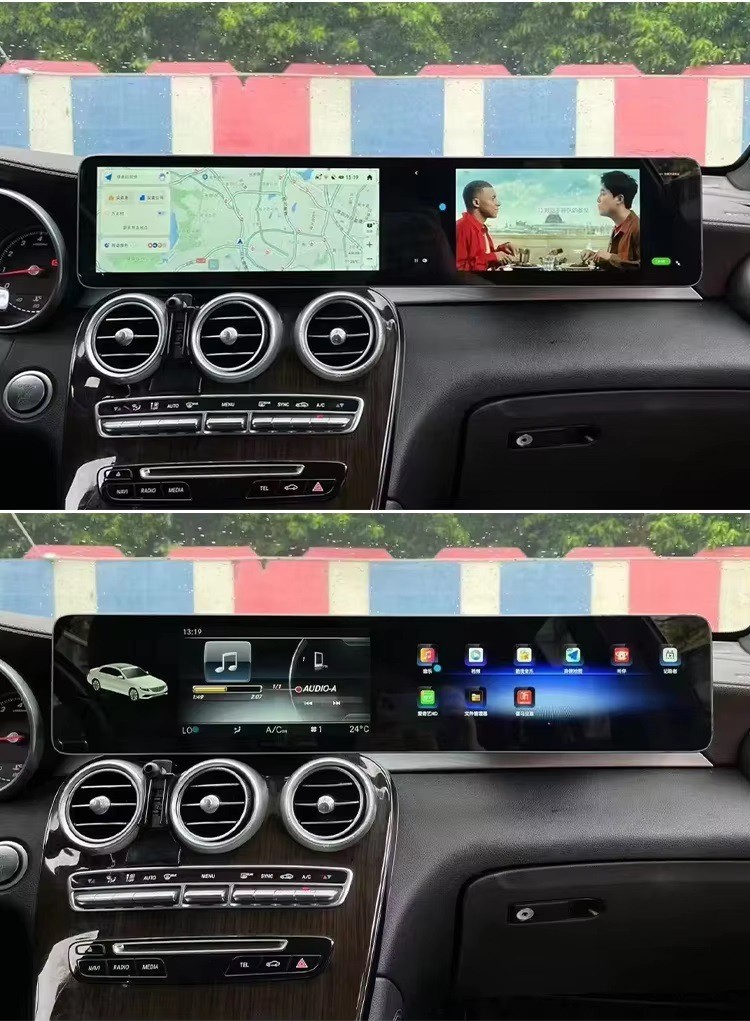 8G+128GB 12.3″ Dual Screen Car Radio Stereo For 2019 Mercedes Benz GLC C Class
